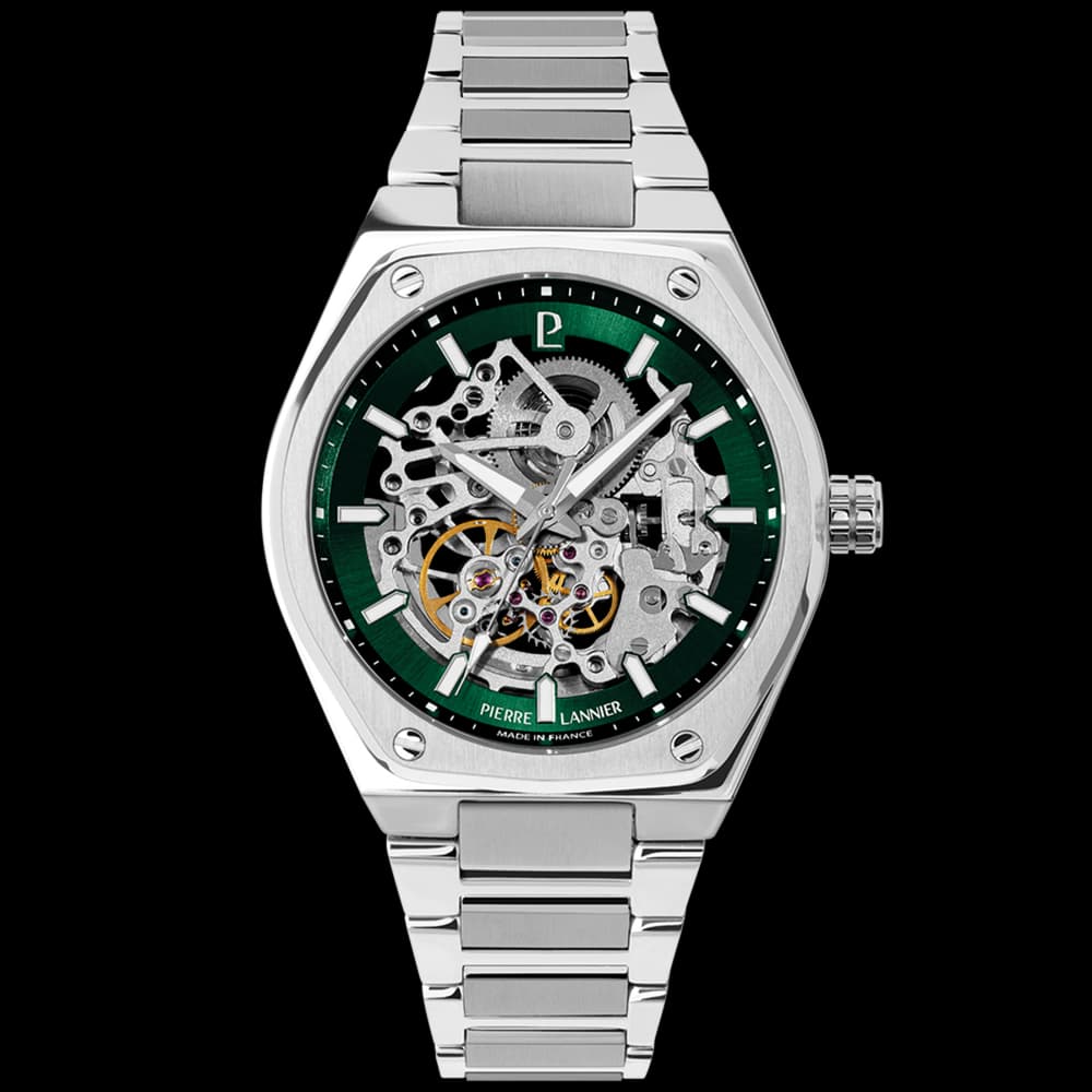 Pierre Lannier Montre automatique Homme Copilote Argenté, Vert