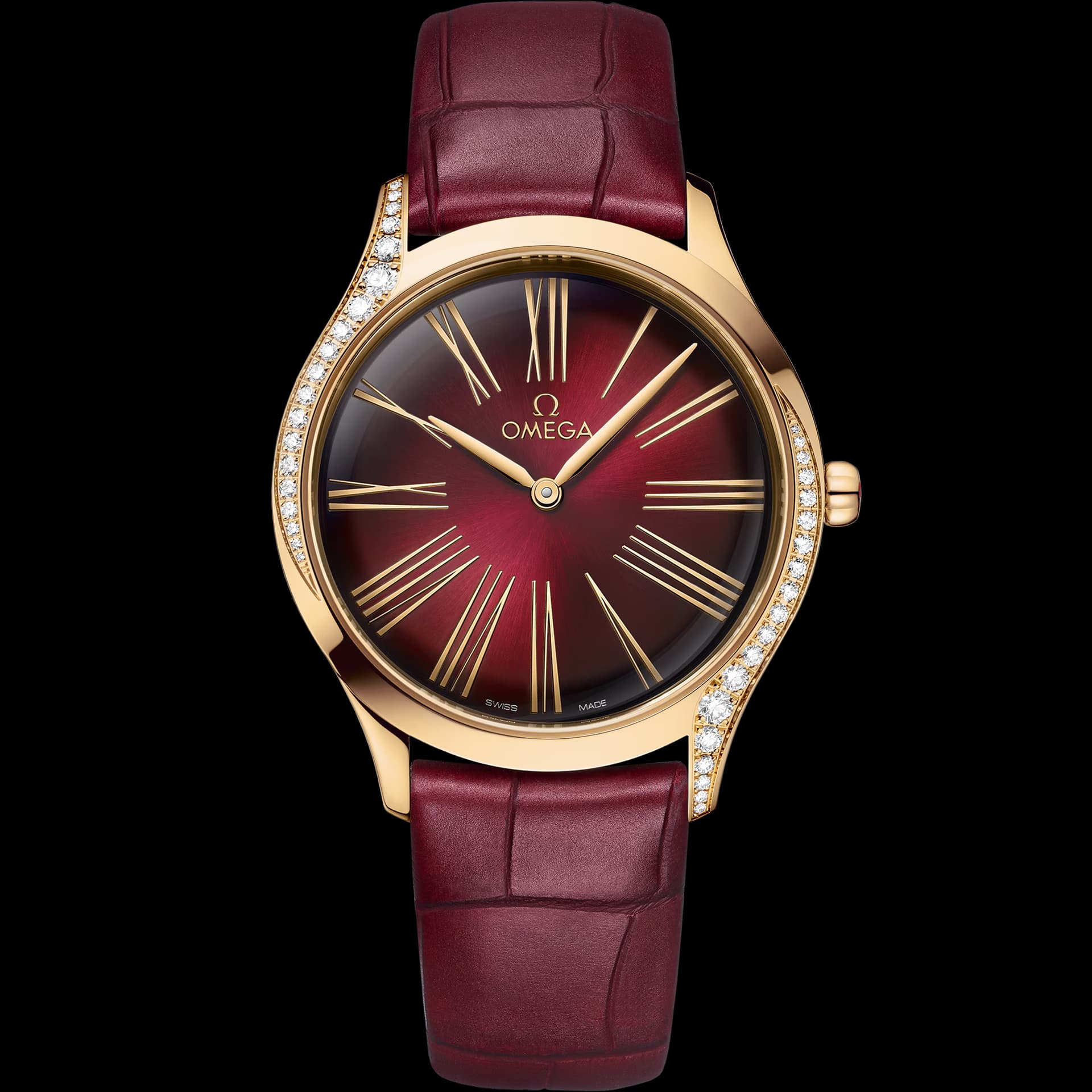 Omega De Ville 36 mm, or Moonshine™ sur bracelet en cuir