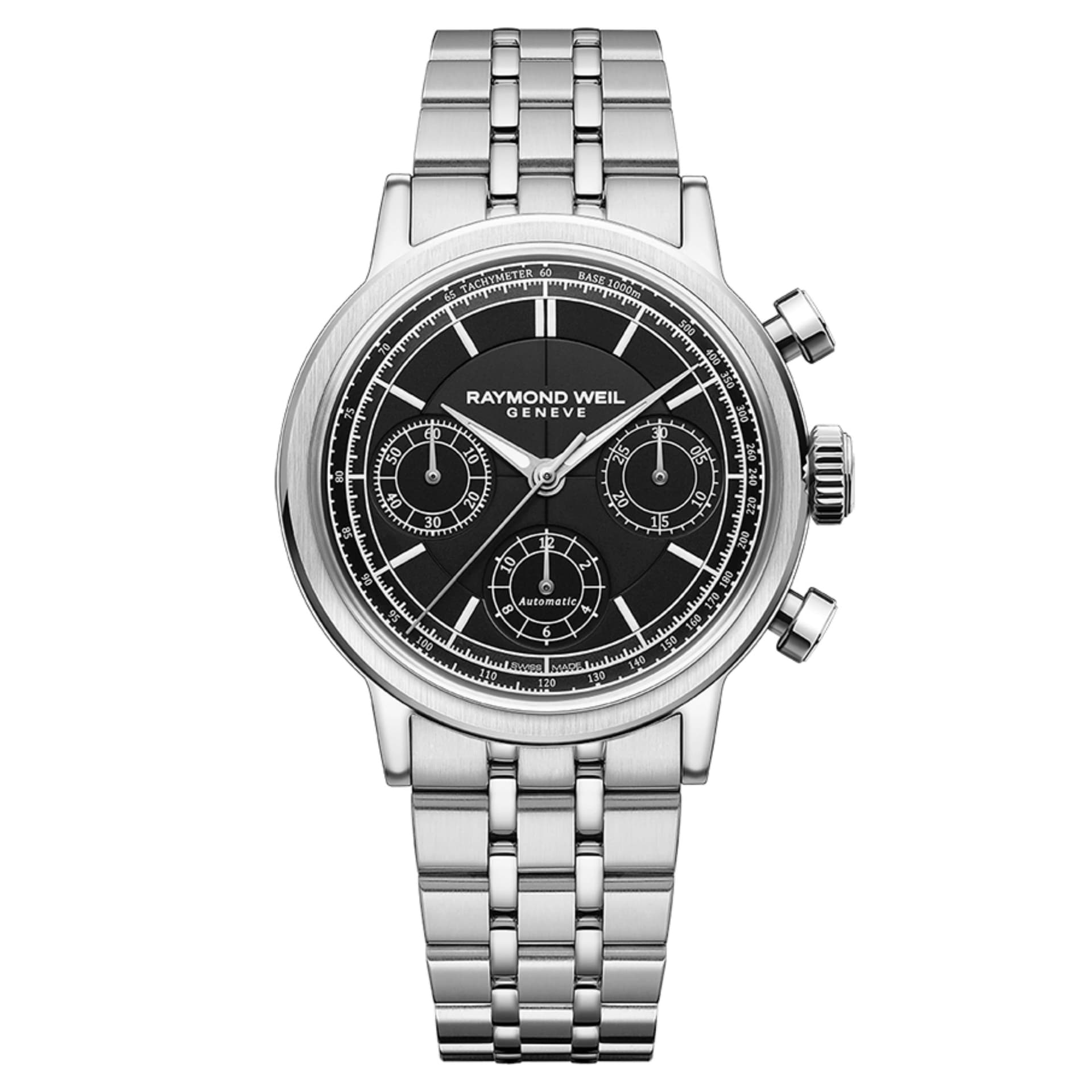 Raymond Weil Montre Raymond Weil Millesime Chronographe Tri-Compax automatique cadran noir bracelet acier 39,5 mm