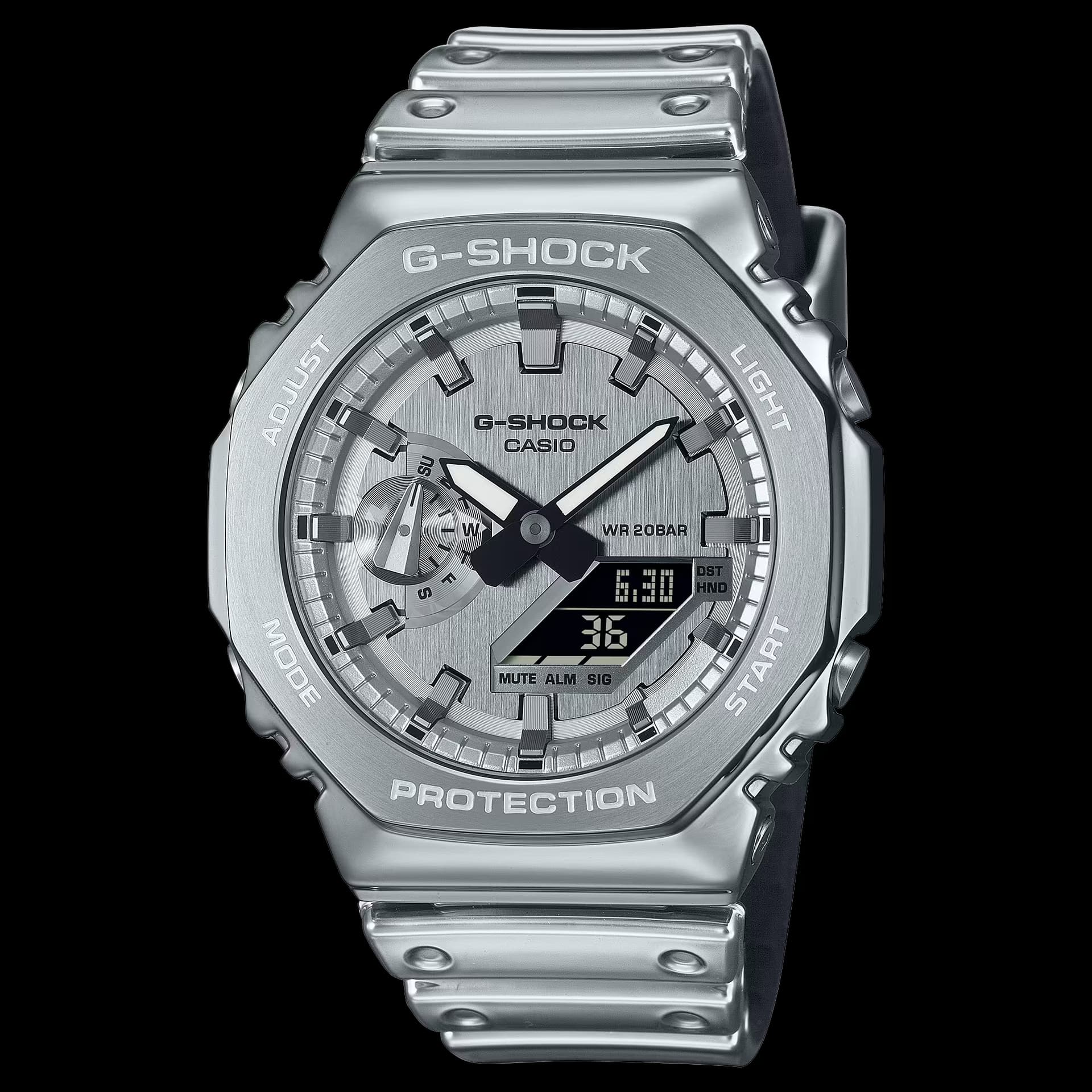 Casio G-Steel GM-2100 — cadran argenté