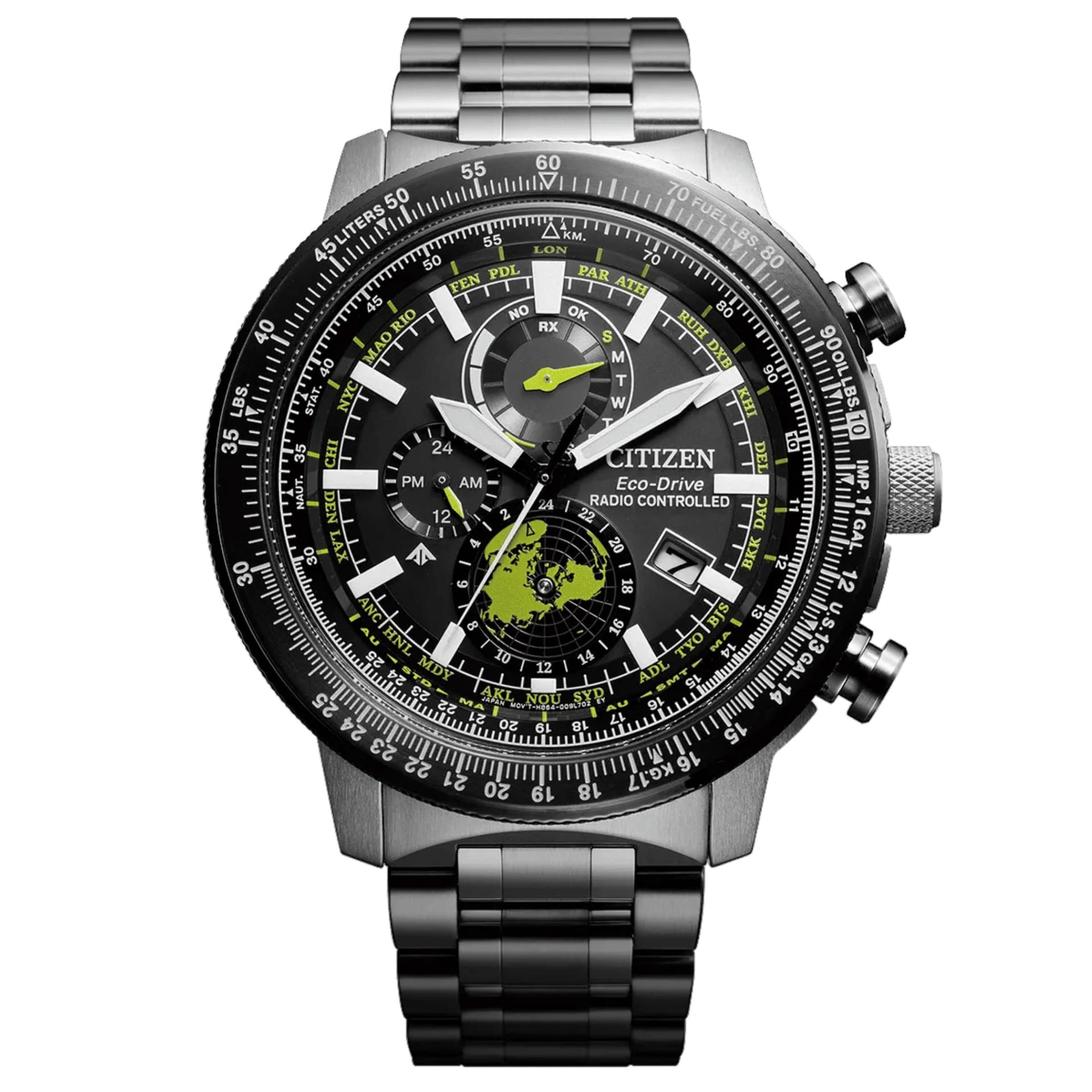 Citizen Montre Citizen Pro-Master Sky Radio Contrôlée Eco-Drive cadran noir bracelet acier 47 mm