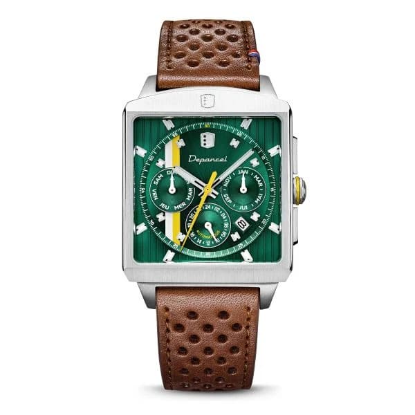 Depancel Montre Depancel Série-R01 Green Automatique Bracelet Racing Marron
