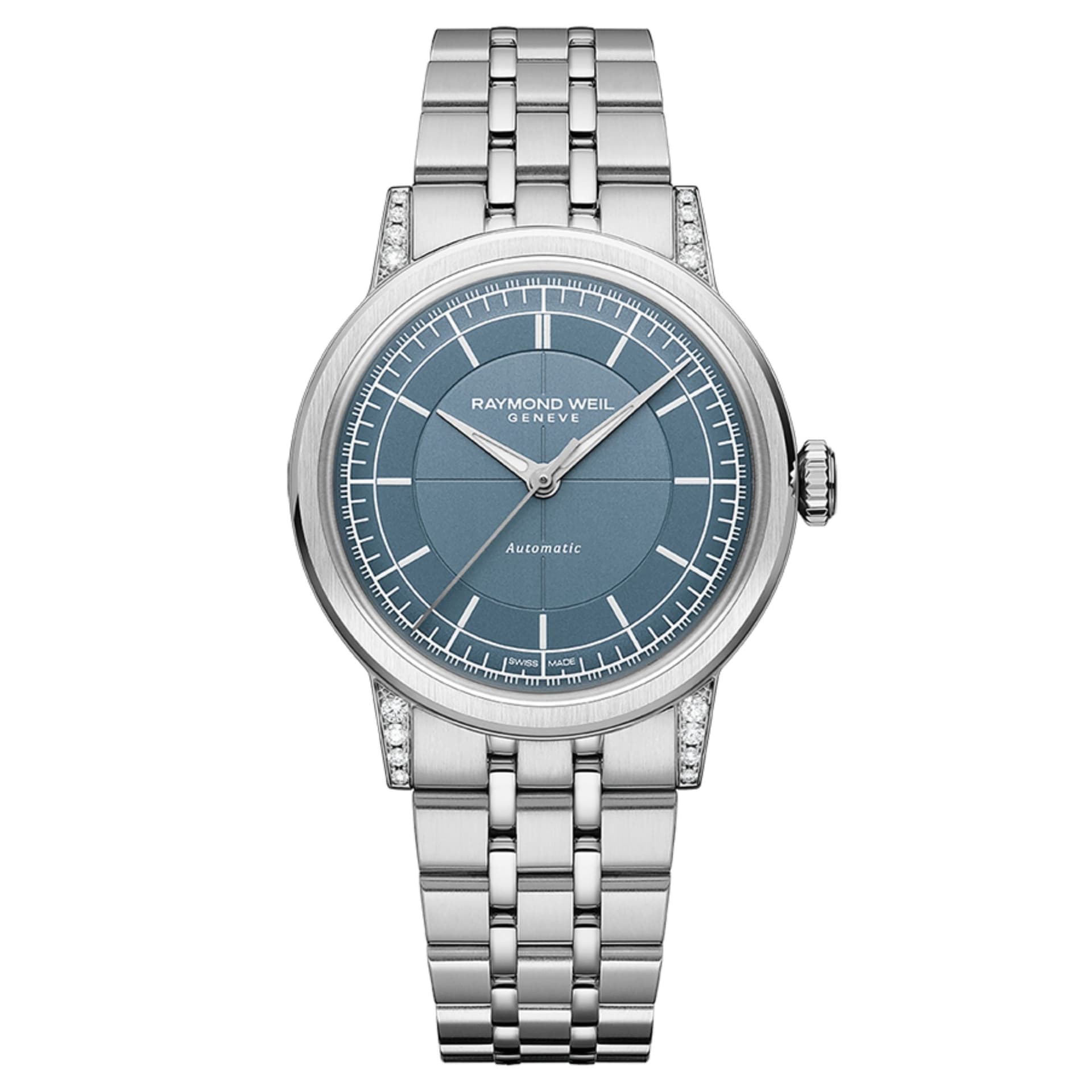 Raymond Weil Montre Raymond Weil Millesime Automatique Seconde Centrale Diamants cadran bleu bracelet acier 35 mm