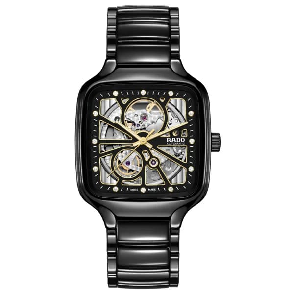 Rado Montre Rado True Square Automatic Open Heart Noir Inex Diamants 38mm