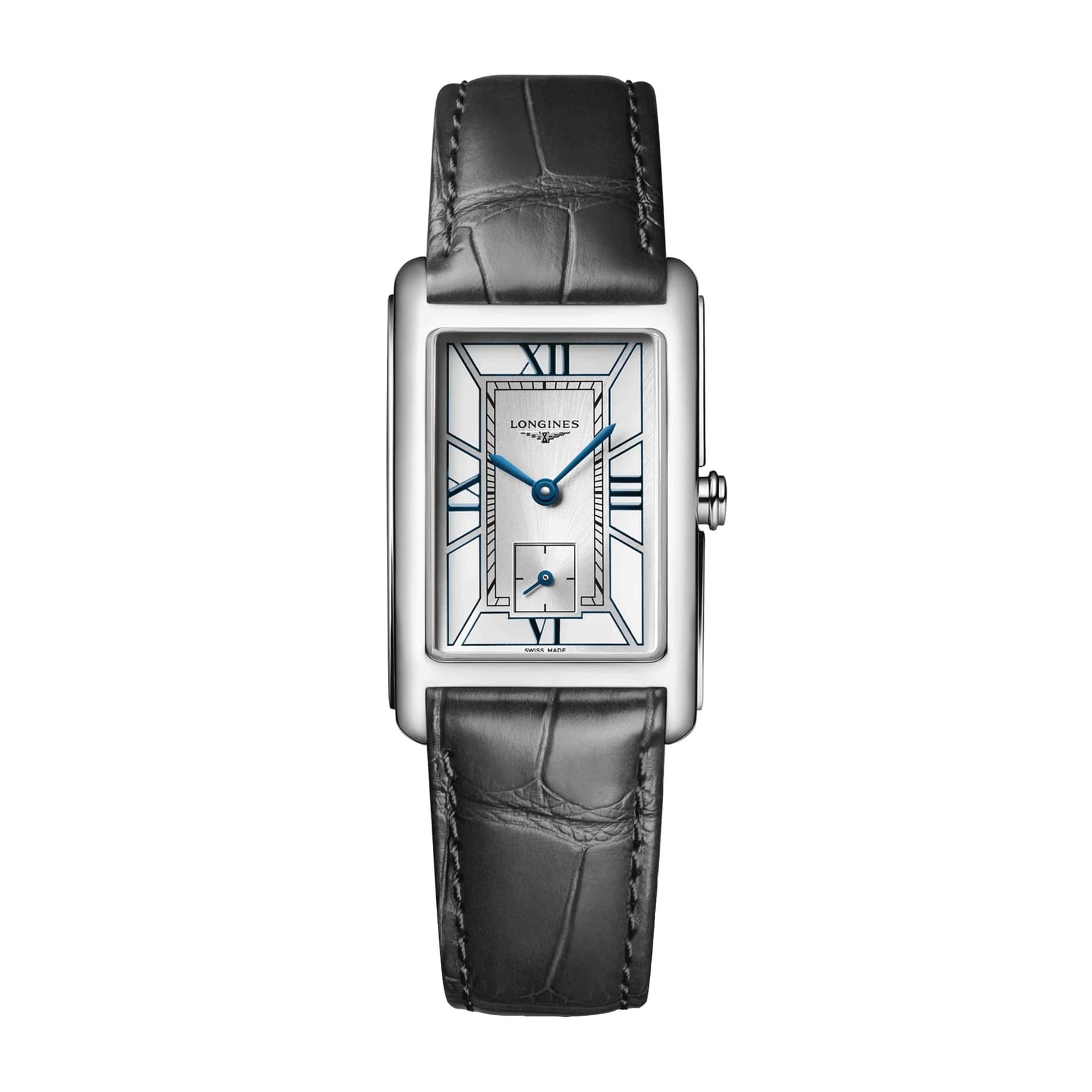 Longines Montre Longines DolceVita quartz cadran blanc bracelet cuir gris 23,30 x 37 mm