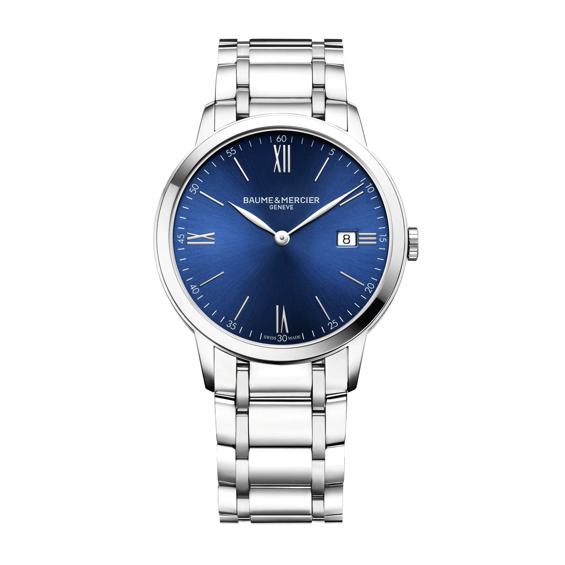 Baume & Mercier Montre Baume et Mercier Classima quartz cadran bleu bracelet acier 40 mm