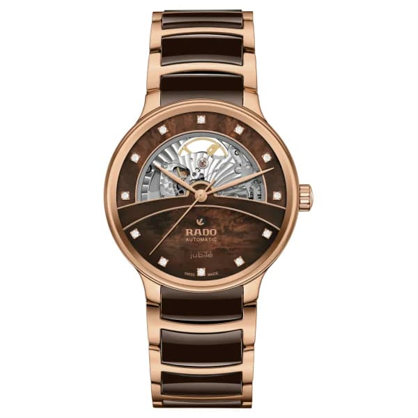 Rado Montre Rado Centrix Auto Diamonds Open Heart Cadran Nacre Brun 39.5mm