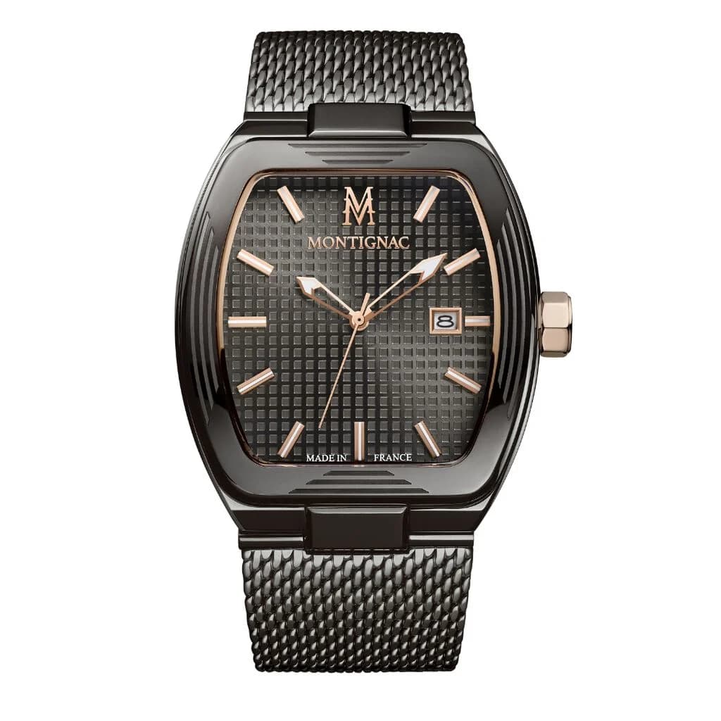 Montignac Montre quartz Homme Tonneau Anthracite