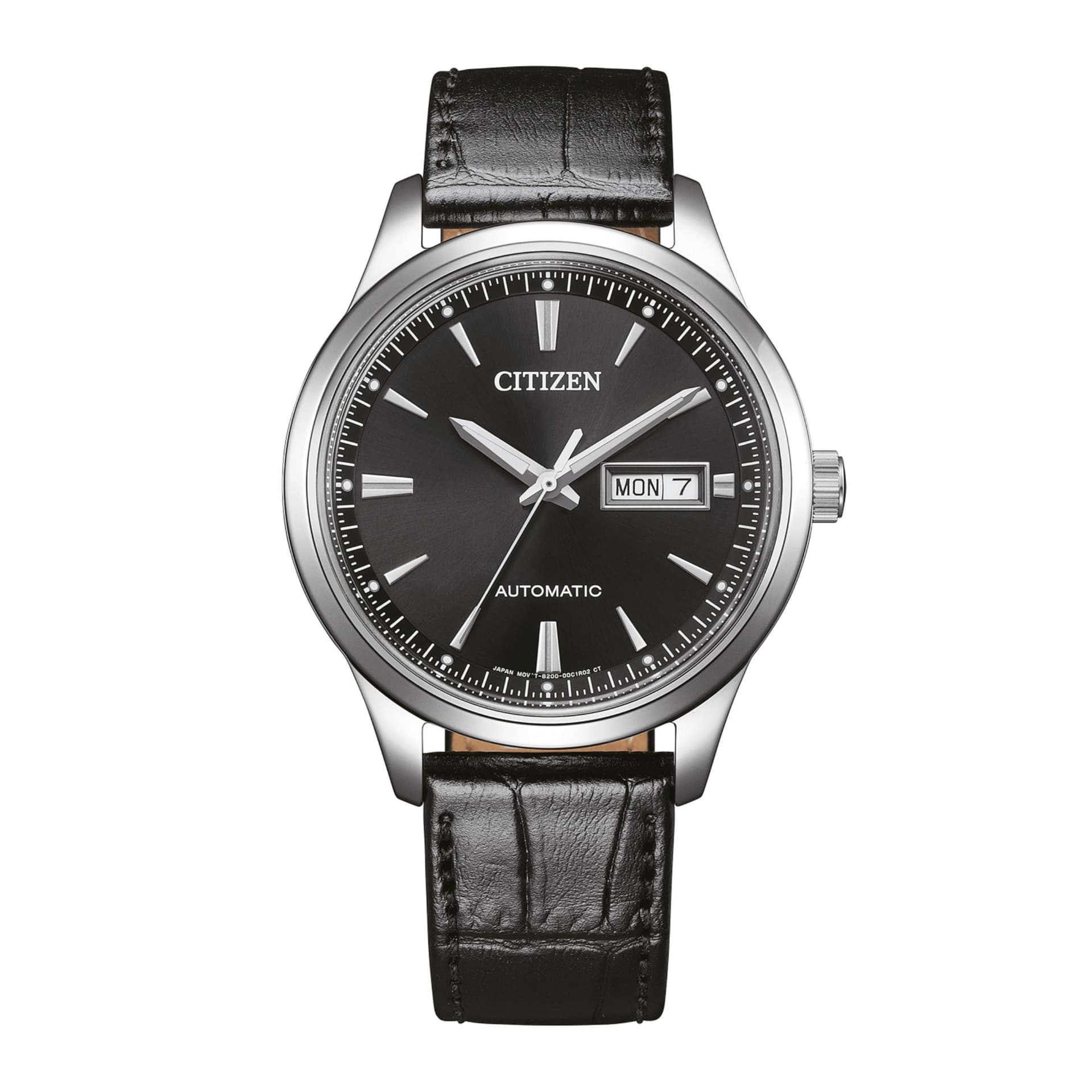 Citizen Montre Citizen Platform Mechanical Day Date automatique cadran noir bracelet cuir 40 mm