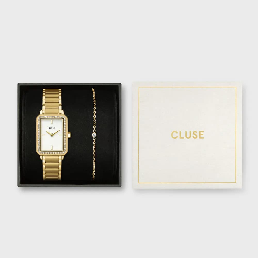 Cluse Fluette — cadran blanc doré