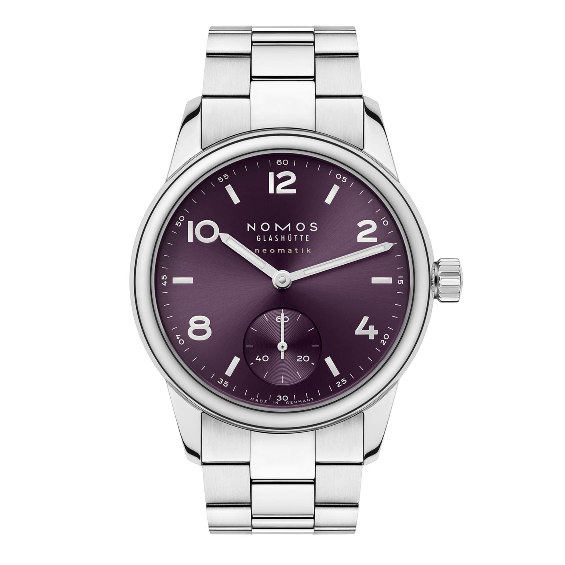 Nomos Montre Nomos Club Sport Neomatik 34 Purple automatique fond acier cadran violet bracelet acier 34 mm