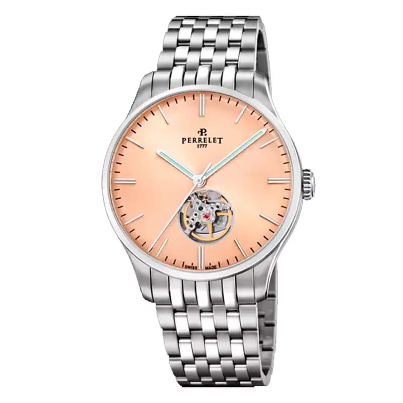 Perrelet Montre Weekend Coeur Ouvert Saumon