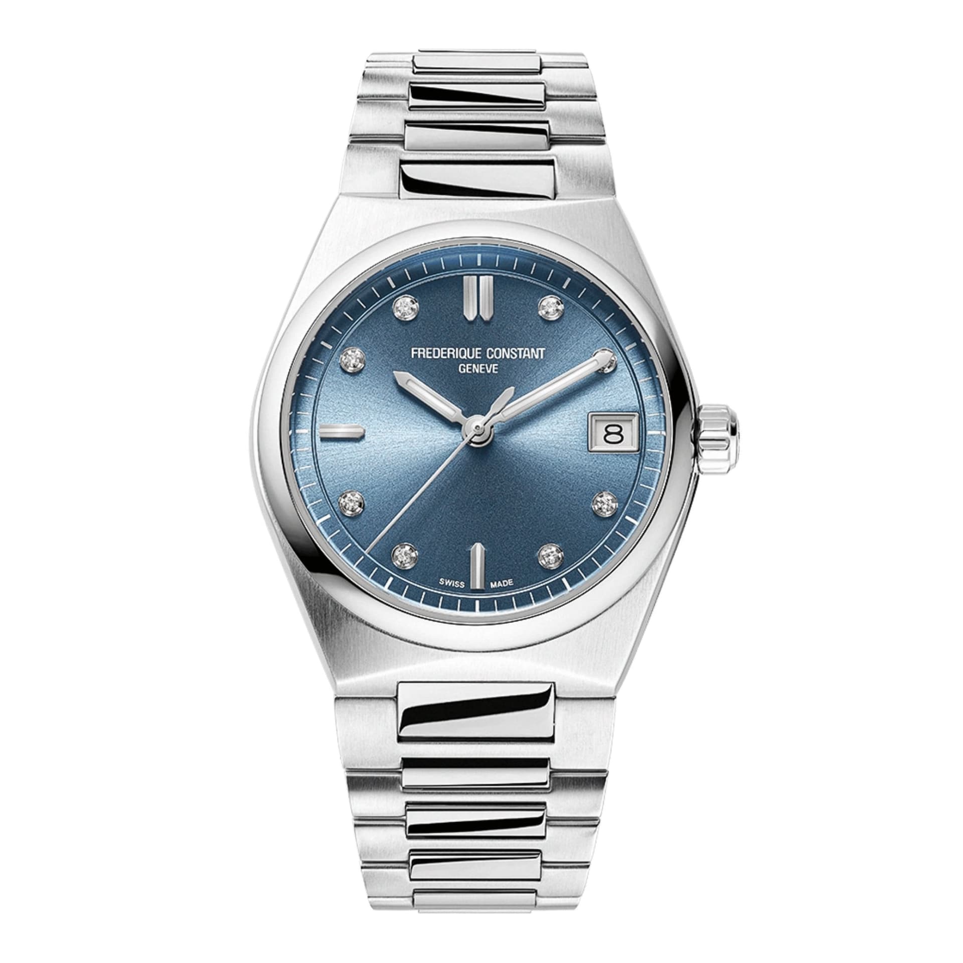 Frédérique Constant Montre Frédérique Constant Highlife Ladies quartz cadran bleu clair et diamants bracelet acier 31 mm