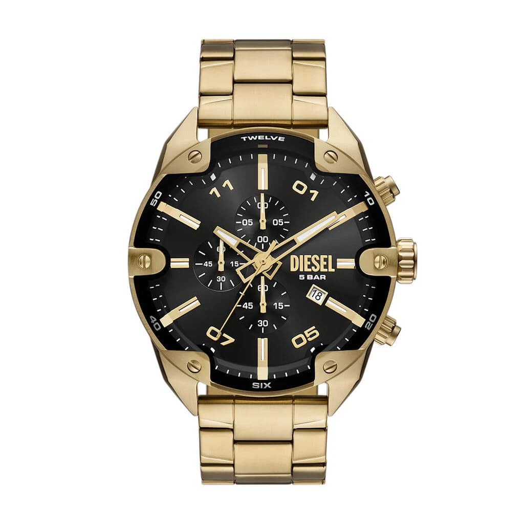 Diesel Montre Diesel Collection Spiked en Acier et PVD Doré
