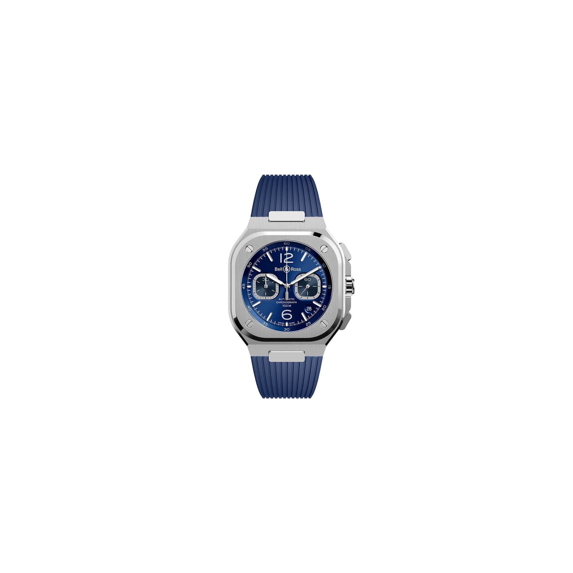 Bell & Ross Montre Bell &amp; Ross BR 05 Chrono automatique cadran bleu bracelet caoutchouc 42 mm