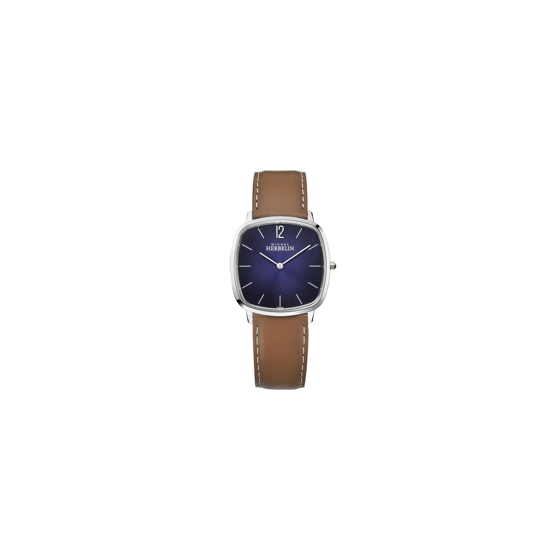 Michel Herbelin Montre Michel Herbelin City quartz cadran violet bracelet cuir brun 36 mm
