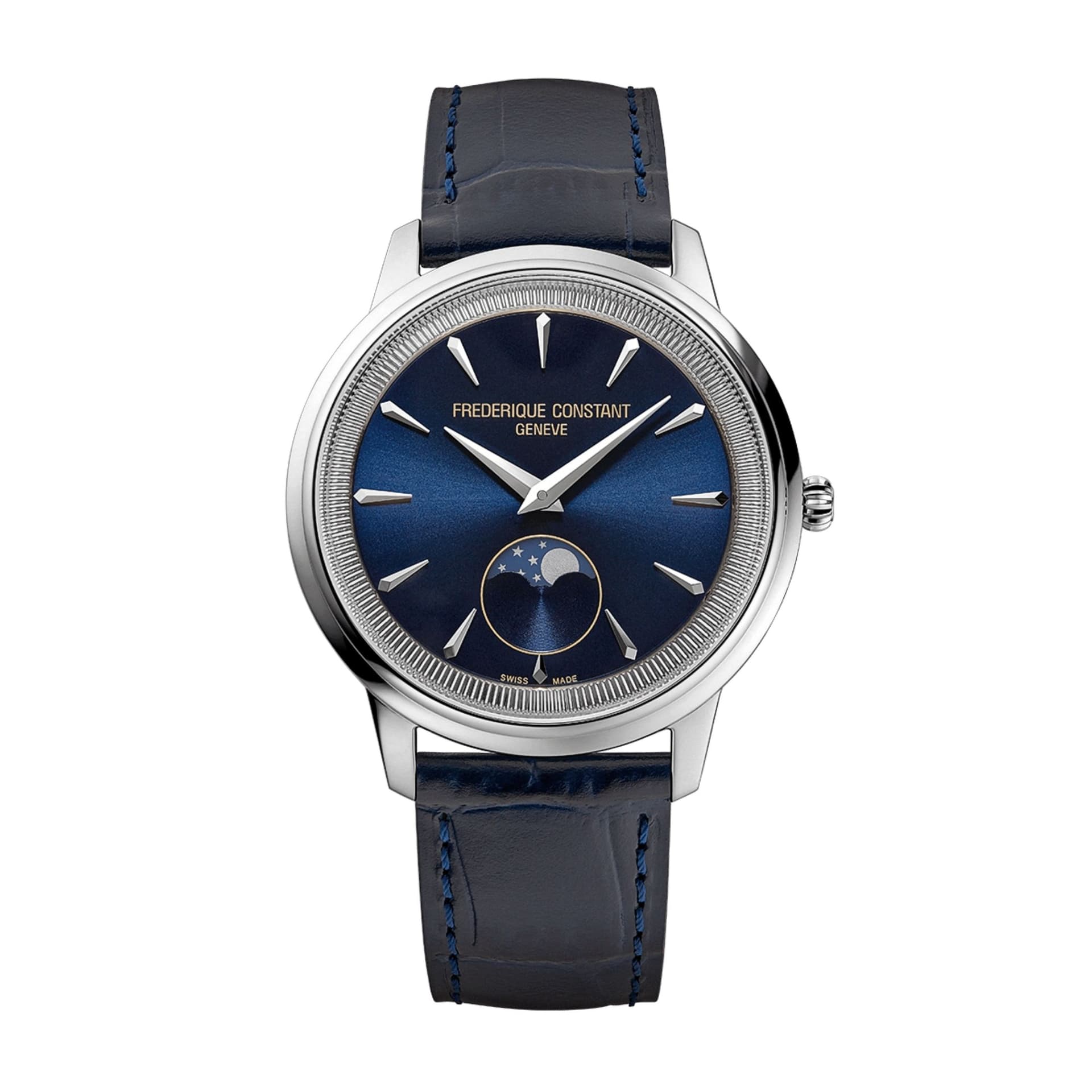 Frédérique Constant Montre Frédérique Constant Classics Moneta Moonphase quartz cadran bleu bracelet cuir 37 mm