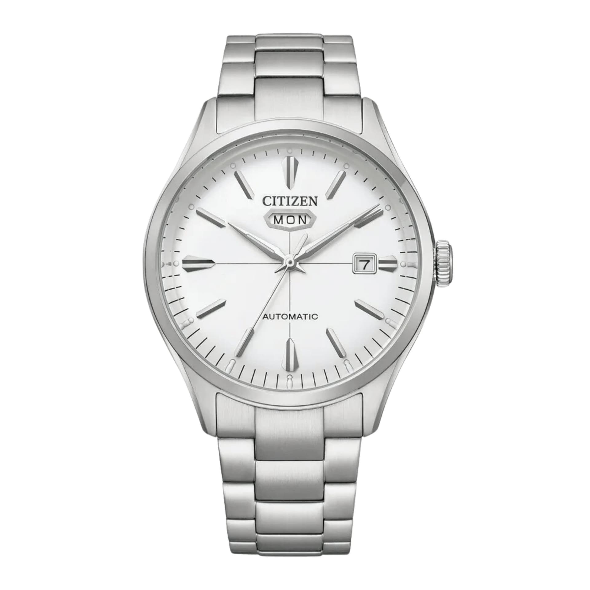 Citizen Montre Citizen Crystal 7 Mechanical Day Date automatique cadran blanc bracelet acier 40 mm