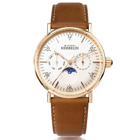 Michel Herbelin Montre Herbelin Inspiration Quartz Cadran Blanc Bracelet Cuir - 12747PR11GD