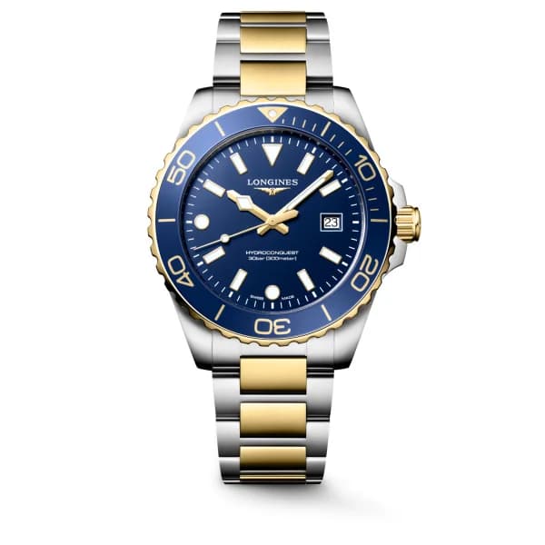 Longines Montre Longines HydroConquest 42mm Quartz Acier &amp; PVD Or Jaune Cadran Bleu Sablé