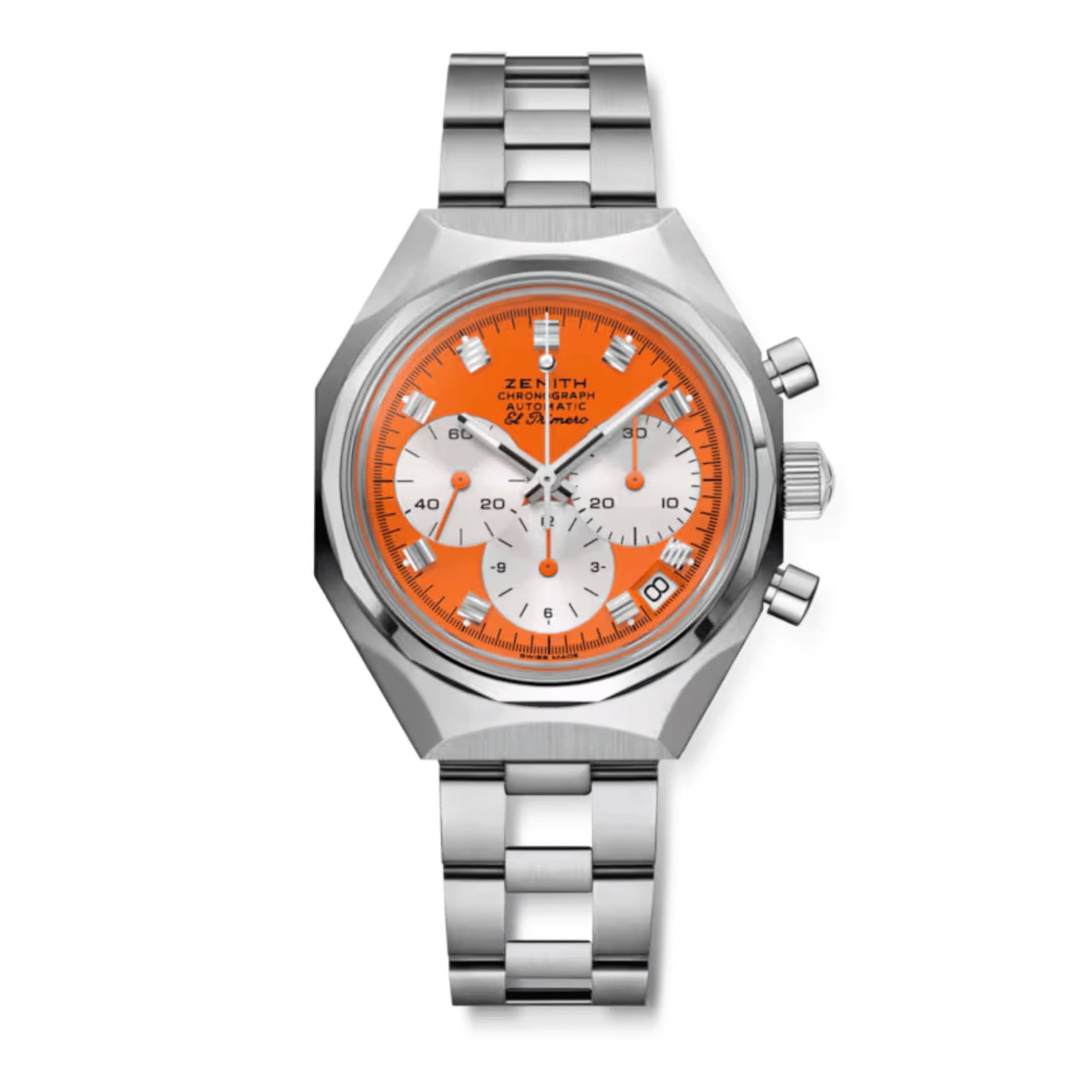 Zenith Montre Zenith DEFY Chronograph USM automatique cadran orange pur USM bracelet acier 37 mm