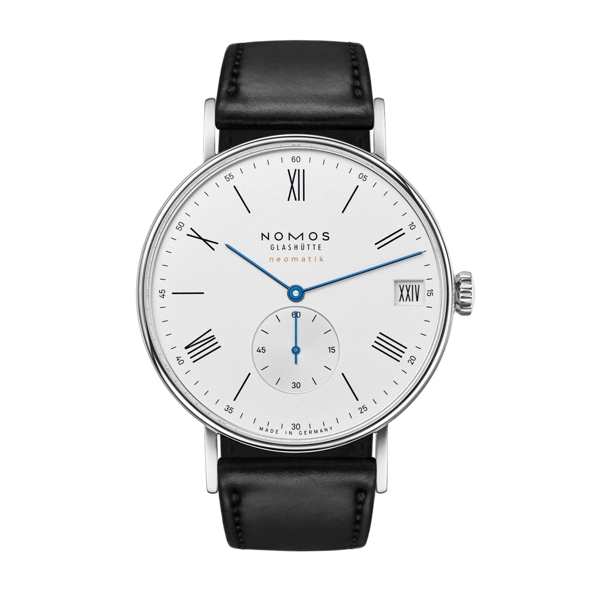 Nomos Montre Nomos Ludwig Neomatik automatique cadran blanc bracelet cuir noir 41 mm