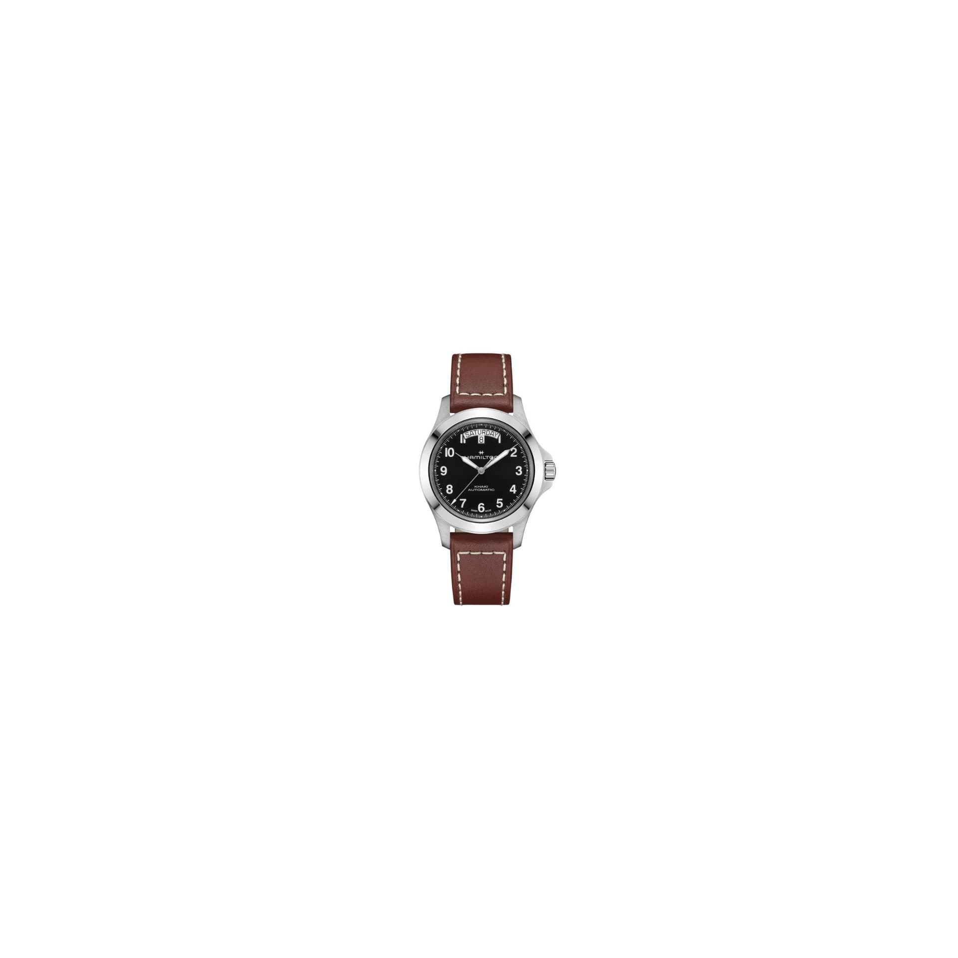 Hamilton Montre Hamilton Khaki Field Day Date cadran noir bracelet cuir 40 mm