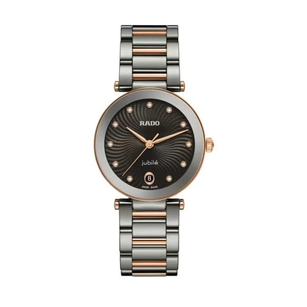 Daniel Gérard Montre Rado LaCoupole Quartz Cadran Noir Serti Diamants 31.0 mm