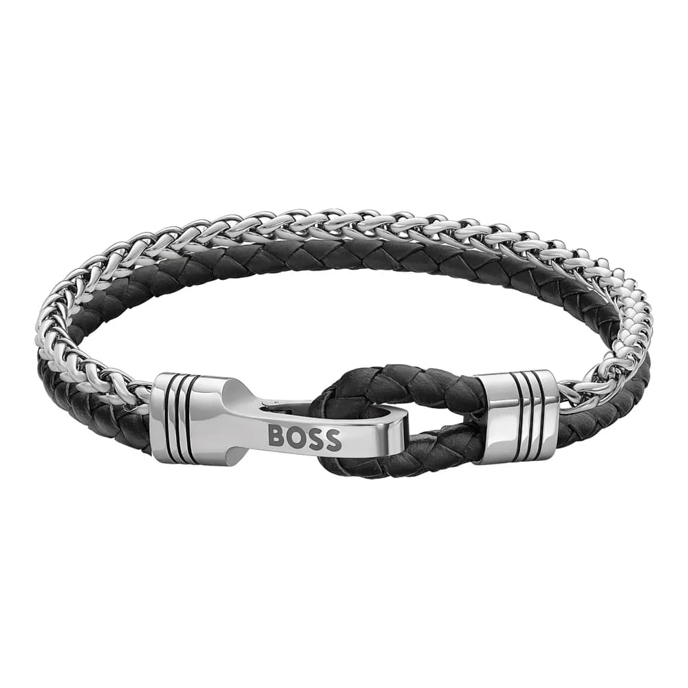 Hugo Boss Bracelet Homme Jaxon Argenté, Noir