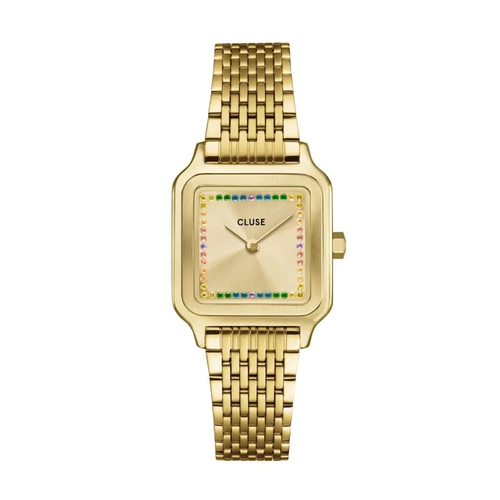 Cluse Gracieuse Petite Watch Steel, Rainbow stones, Gold Colour