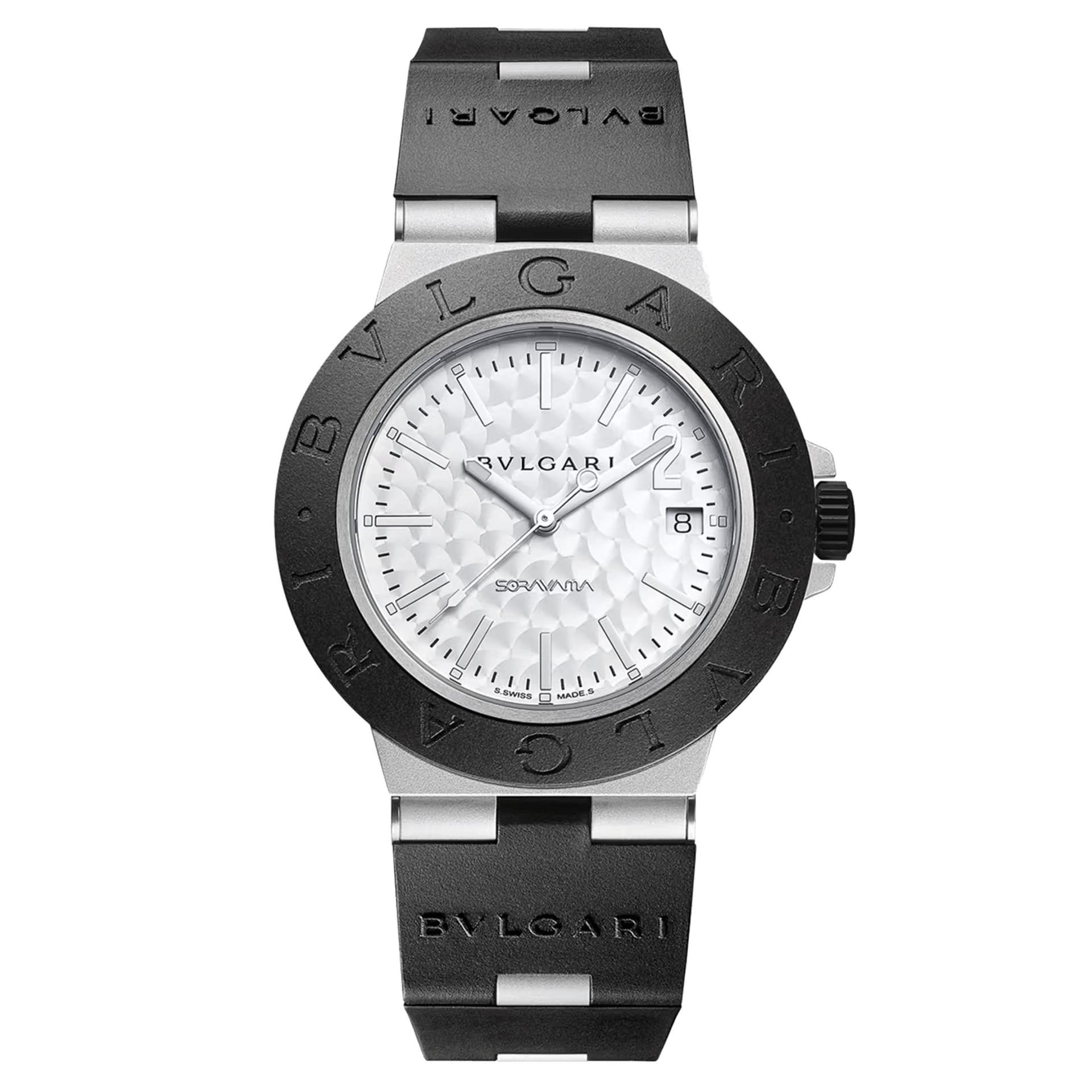 Bulgari Montre Bulgari Bvlgari Aluminium Sorayama automatique cadran noir bracelet caoutchouc noir 40 mm