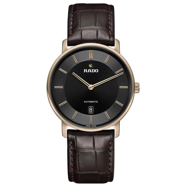 Rado Montre Rado DiaMaster Thinline Automatic 41mm Automatique Cadran Noir Bracelet Cuir 41.0 mm