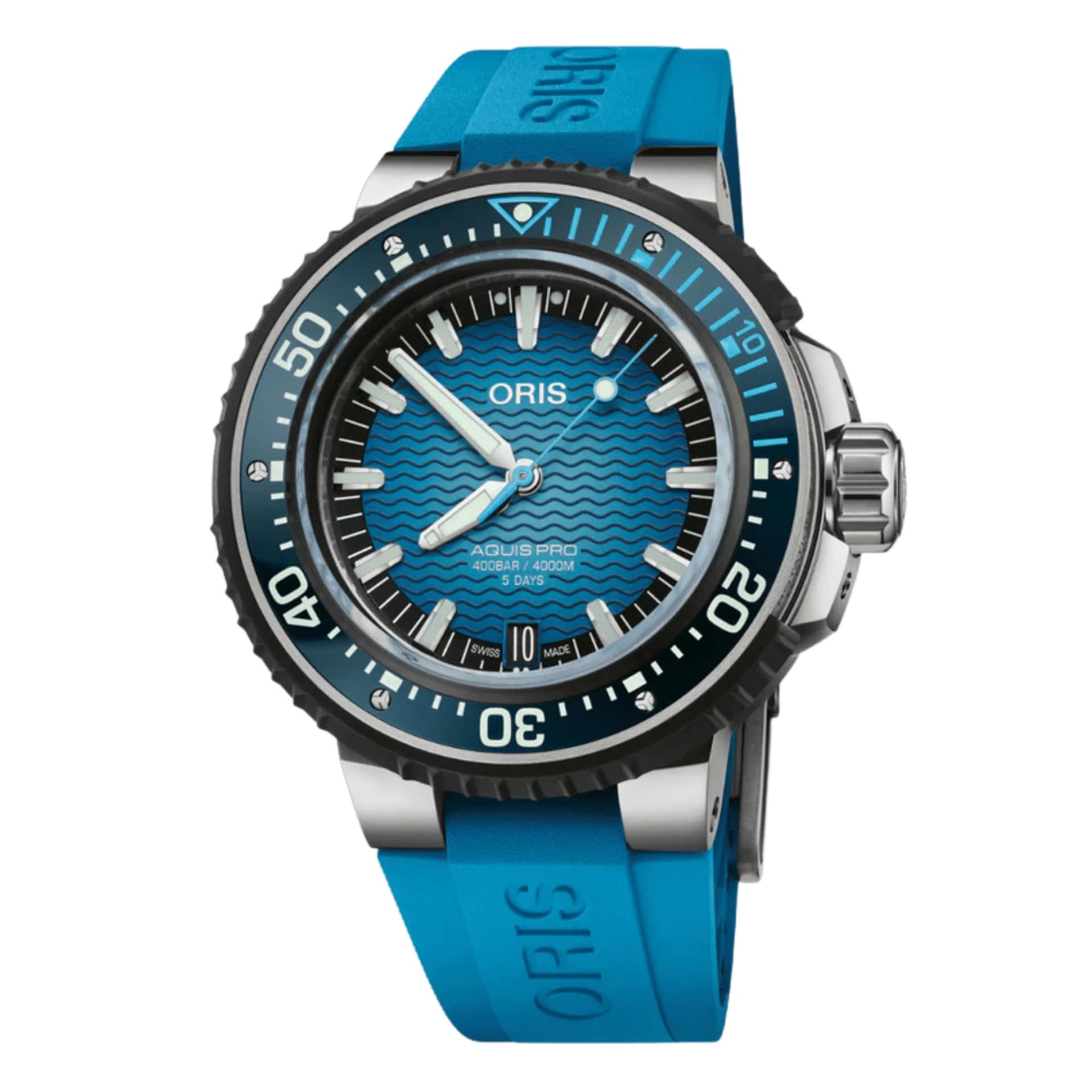 Oris Montre Oris Aquis Pro 4000M Titane automatique cadran bleu bracelet caoutchouc 49,5 mm