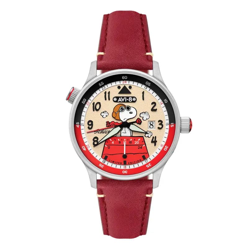 Avi-8 Montre Hawker Hurricane McKellar Dual Time Peanuts Snoopy Flying Ace Limited Edition AV-4151-03