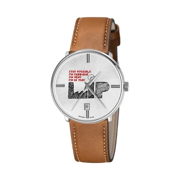 Lip Montre Lip "C'est Possible" quartz cadran argenté bracelet cuir 38 mm
