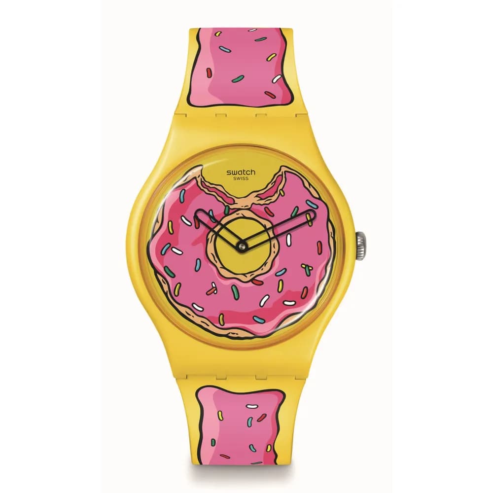 Swatch Montre quartz Mixte the simpsons Jaune, Rose