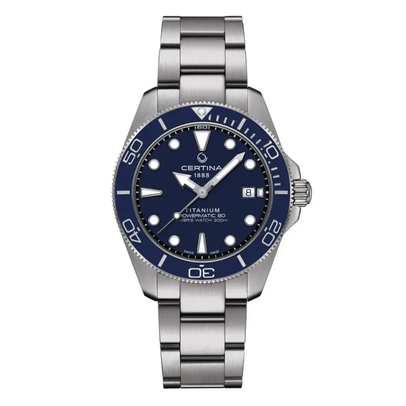 Certina Montre Certina DS Action Diver 40.5mm Powermatic 80 Cadran Bleu Bracelet Titane