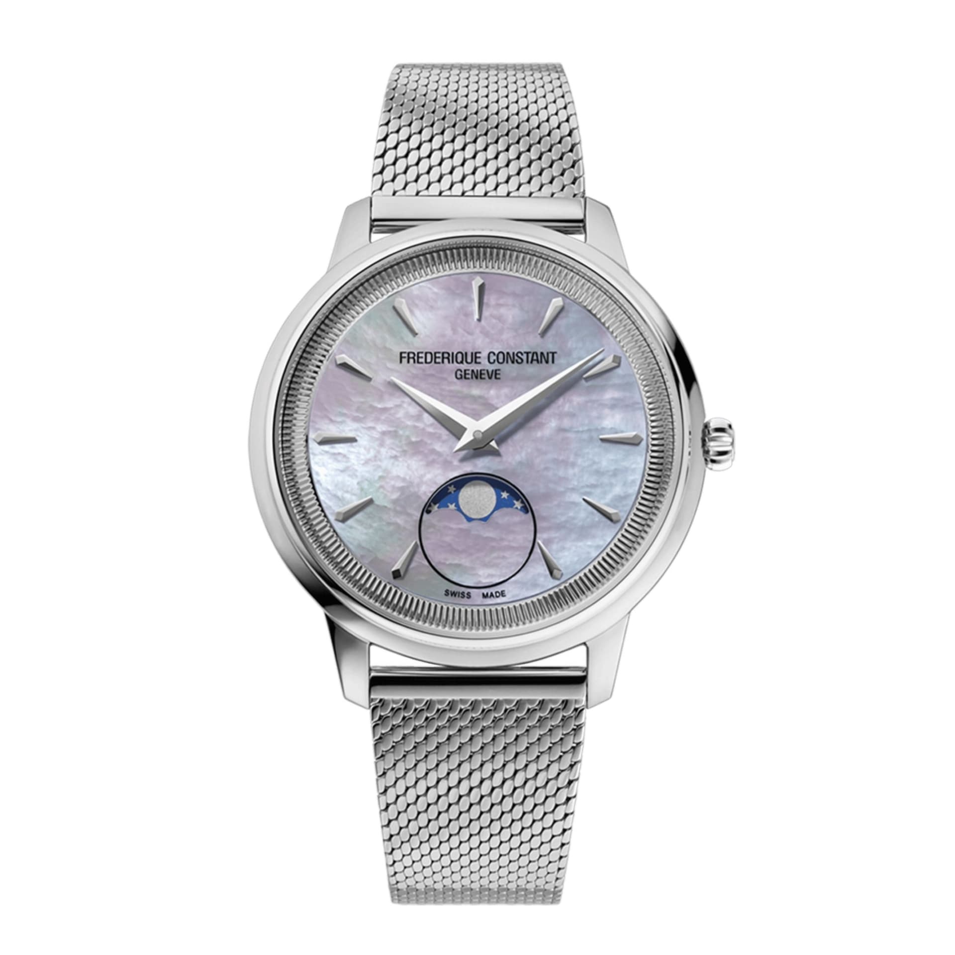 Frédérique Constant Montre Frédérique Constant Classics Moneta Moonphase quartz cadran nacre bracelet acier 34 mm