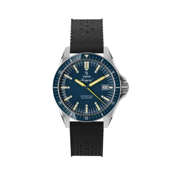 Yema Montre Yema Navygraf Heritage Cadran Bleu Bracelet Caoutchouc