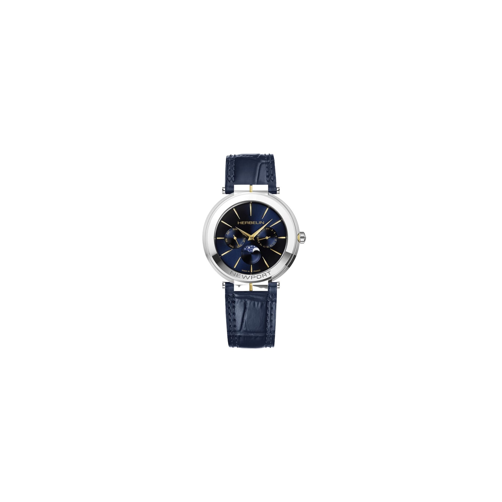 Michel Herbelin Montre Herbelin Newport Slim Homme Quartz Phase de Lune - 12722T15BL
