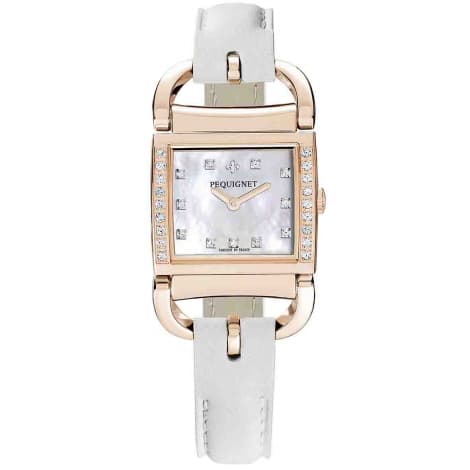 Pequignet E. Montre Pequignet Attellage Quartz - Cadran Nacre Blanc - Bracelet Blanc mat - 5896509CD-CBM