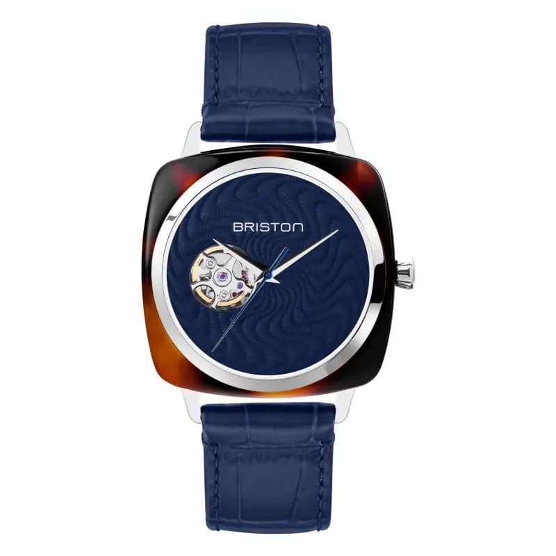 Briston Montre Clubmaster Iconic Spirale bleu émail grand feu Briston x Ocarat - Edition Limitée