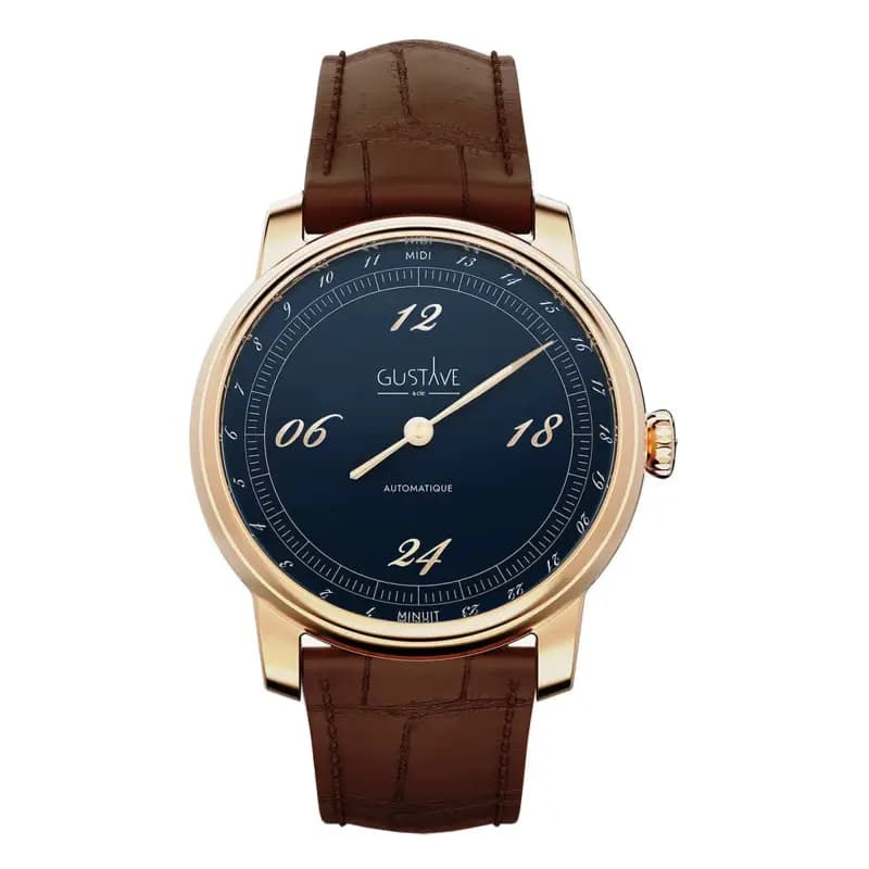 Gustave & Cie Montre 24H Paul Or Rose & Bleu 39mm