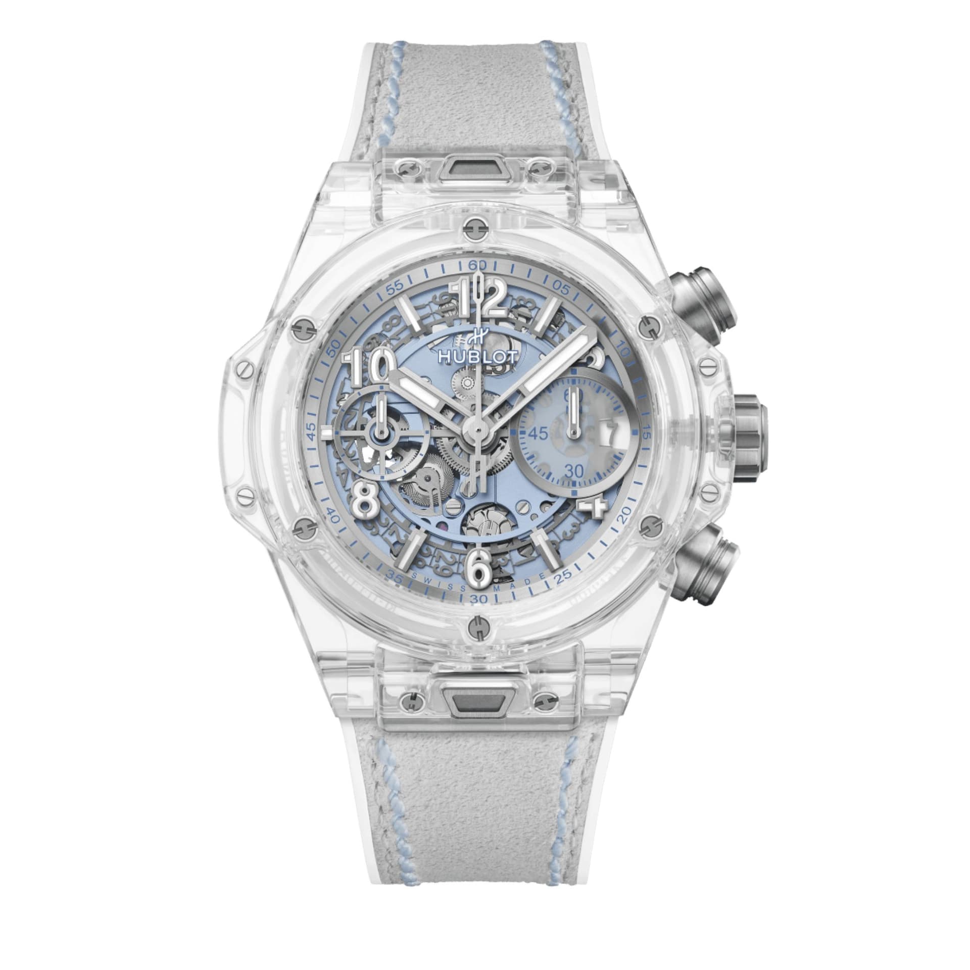 Hublot Montre Hublot Big Bang Unico Winter Sapphire automatique cadran squelette bracelet caoutchouc 42 mm