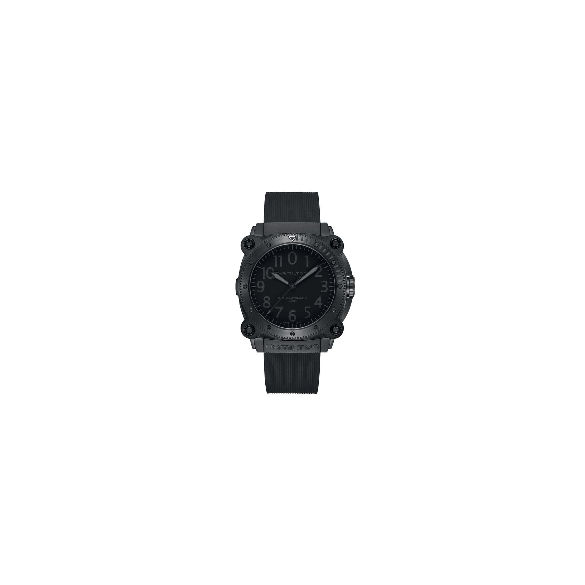 Hamilton Montre Hamilton Khaki Navy BeLOWZERO 1000m Automatique Cadran Noir Bracelet Caoutchouc 46 mm