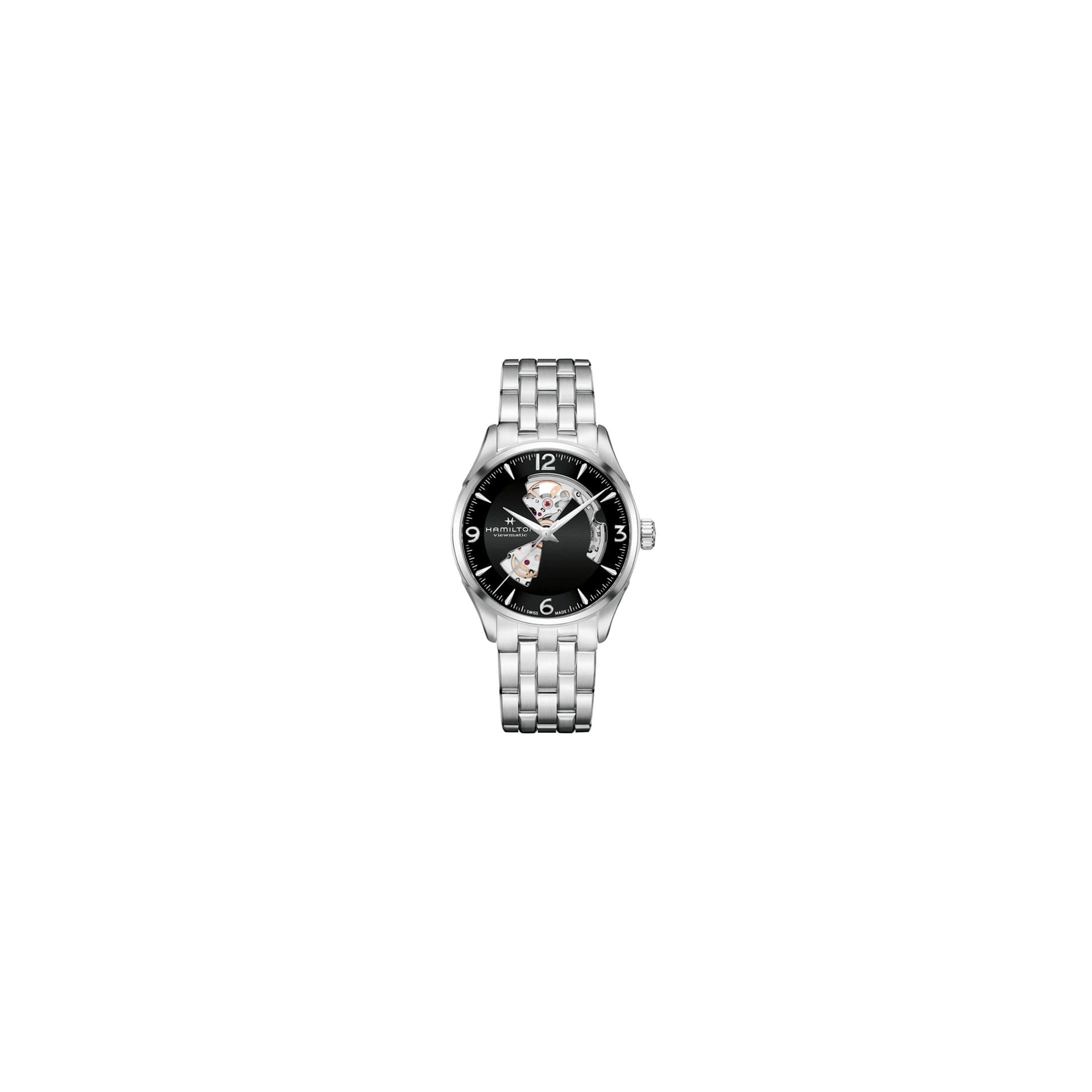 Hamilton Montre Hamilton Jazzmaster Open Heart Automatique Cadran Noir Bracelet Acier 42 mm