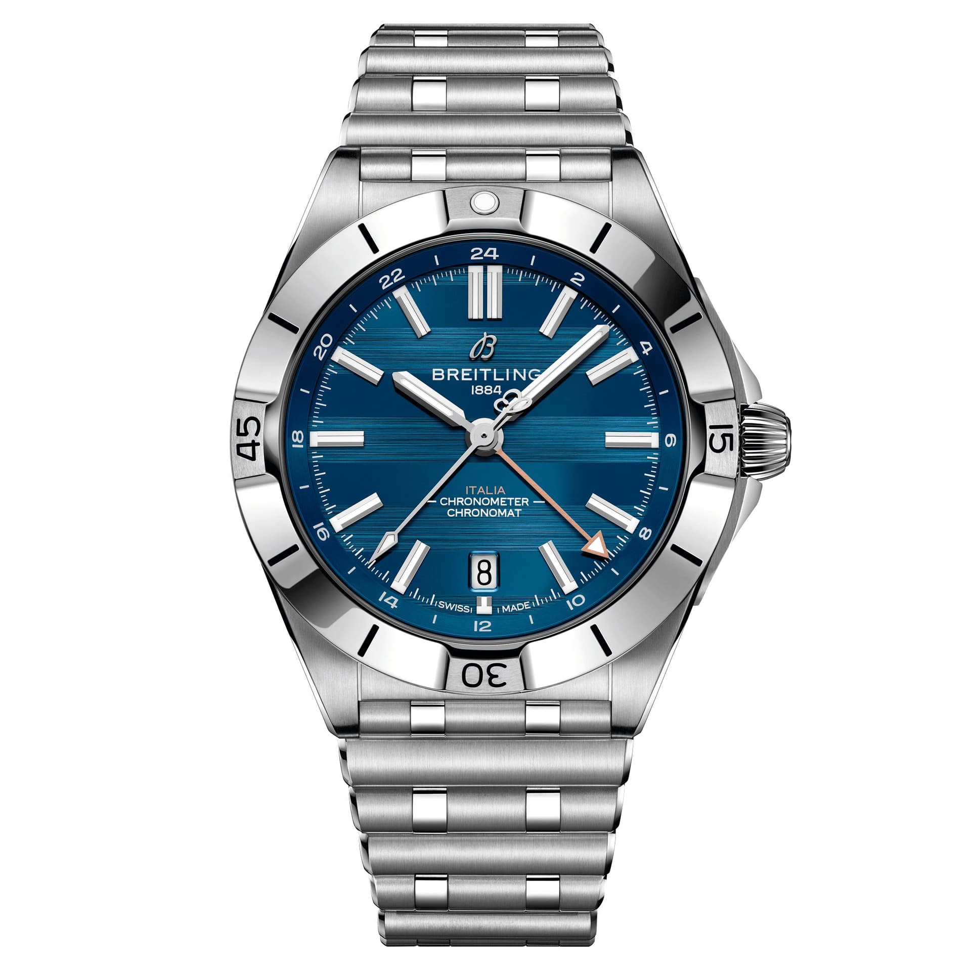 Breitling Montre Breitling Chronomat GMT Six Nations Italie automatique cadran bleu bracelet acier 40 mm