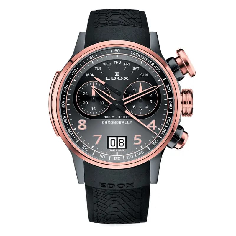 Edox Montre Chronorally Chronograph 45 38003-TINGR-GNR