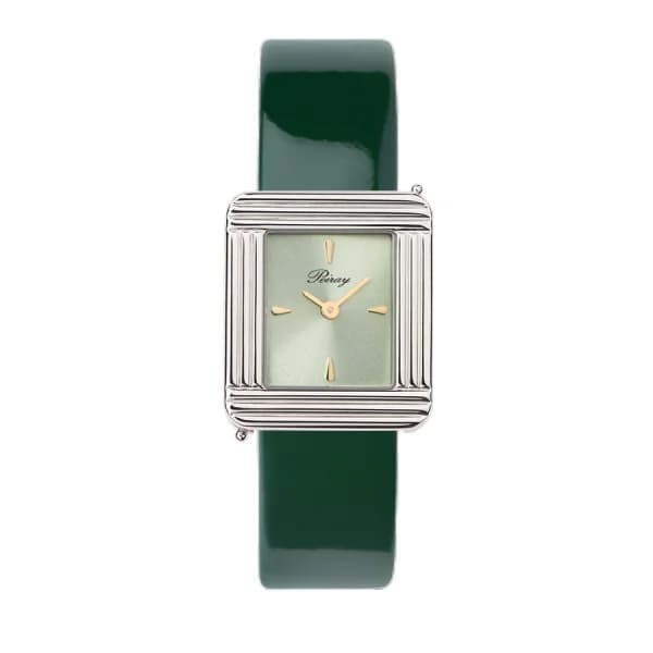 Poiray Montre Poiray Ma Première Acier Cadran Vert Bracelet Veau Vernis Vert