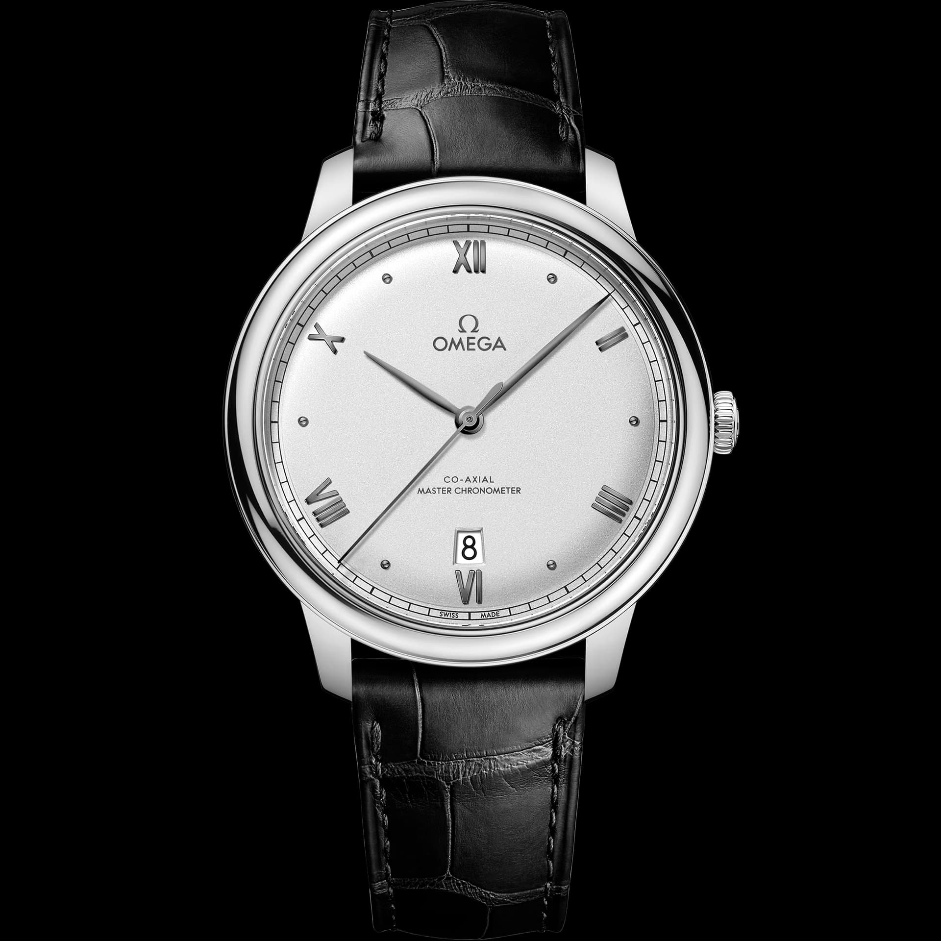 Omega De Ville 40 mm, acier sur bracelet en cuir